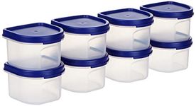 Amazon Brand - Solimo Modular Plastic Storage Containers with Lid, Set of 8 (250ml each), Blue