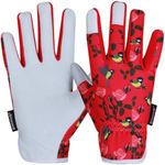 SAWANS Leather Gardening Gloves Ladies Mens Women Thorn Proof Rigger Garden Safety Working Gloves Multipurpose Breathable Construction Gardening Gifts (Red, M (Pack of 1))