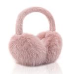 WATAME Faux Fur Ear Muffs Winter Women Girls Cute Earmuffs Fluffy Ear Warmers Soft Foldable Ear Muffs Outdoor (Pink)