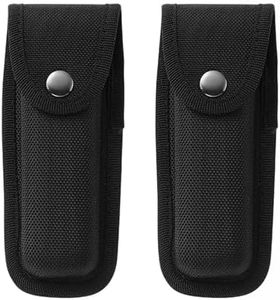 Vastsea 2 pièces Etui Couteau Cuir, Étui à Couteau de Poche, Nylonetu Poche Couteau Pliant avec des Boutons en Acier Inoxydable et des Boucles, pour Camping Randonnée en Plein Air (Noir)