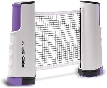 PRO SPIN Retractable Ping Pong Net – 72" Table Tennis Net with Clamps | Portable Ping Pong Net for Any Table | Includes Custom Mesh Storage Bag | Replacement Table Tennis Net Posts (Purple)