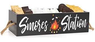 PuGez S'mores Station Box Smores Kit for Fire Pit Smores Maker Farmhouse Kitchen Smores Bar Holder Rustic Camping Décor Smores Storage Caddy Box BBQ Housewarming Gift