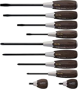 VESSEL 3010PS Woody Screwdriver, Non-slip Grip, Set of 10 (Case Included)