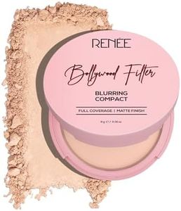 RENEE Bollywood Filter Blurring Compact - Cashew Swirl | Pore Minimising, Matte Finish, Full Coverage, Rich Pay-off | Blurs Pores & Blemishes | 9g