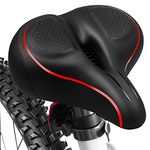 MSDADA Oversized Bike Seat for Men Women Comfort, Bicycle Saddle Replacement with Wide Cushion, Compatible with/Exercise/Road/Mountain Bikes, Accessories for Bike（Red）