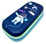 Kiddie Galaxia Space Astronaut Theme Pencil Case Large Capacity Pencil Pouch Compass 3D Cover Eva School Pouch Organizer Students Kids Premium Stylish Pen Holder Pouch Stationery Box - Canvas, Blue