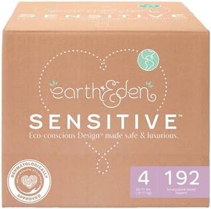 Earth & Eden Sensitive Baby Diapers, Size 4 (192 Count) - Eco-Conscious & Hypoallergenic Diapers - No Harsh Chemicals - Comfortable and Gentle on Skin - Dermatologically Approved