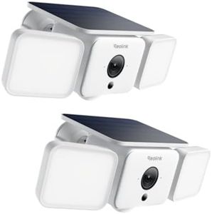 REOLINK Solar Floodlight Cam*2, 2K 150° Security Cameras Wireless Outdoor, AI/PIR Motion-Activated 1000lm Floodlight, Color Night Vision, 2.4/5GHz WiFi 6, IP66 for Home Surveillance, No Subscription