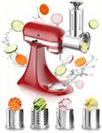 Latest Large Stainless Steel Slicer Shredder Attachment for KitchenAid Stand Mixers,Dishwasher Safe Vegetable Cheese Grater for KitchenAid Mixer Attachments,4 Cutting Blades,Time-Saving Salad Maker