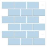 DEWOO Blue Peel and Stick on Self Adhesive Wall Tiles Subway for Kitchen Bathroom,10-Sheet (12"x 12")