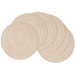 SHACOS 38cm Round Placemats Set of 6 Braided Woven Place Mats Washbale Table Placemats Round Heat Resistant Table Mats for Kitchen Dining Table Home Restaurant (Beige)