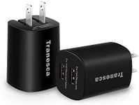 Tranesca Dual USB Wall Charger Compatible for iPhone Xs/Xs Max,iPhone XR/8/7/6S/6S Plus/6 Plus/6, Samsung Galaxy S7/S6/S5 Edge, LG, HTC, Moto, Kindle and More-2 Pack Black