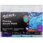 Mont Marte Premium Acrylic Pouring Paint Set, Marina, 4 x 4oz (120ml) Bottles, Pre-mixed Acrylic Paint, Suitable for a Variety of Surfaces Including Stretched Canvas, Wood, MDF and Air Drying Clay.