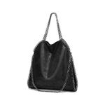 Aileese Womens Handbags Soft Leather Fashion Designer Top-Handle Casual Pocket Ladies Tote Portable Chain Large Shoulder Bags Black