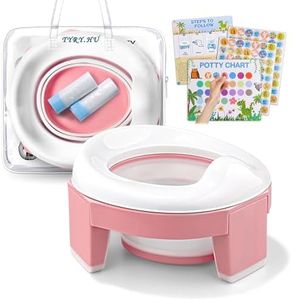 Pot Bebe Toilette 3-in-1 Reducteur Toilette Enfant Wc Petit Pot Voyage Siège Rehausseur Cuvette Bébé Avec Sac pour Garçon et Fille Intérieur Extérieur Rose
