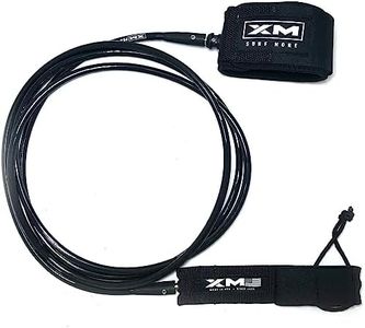 XM SURF MORE Premium Surfboard Leash, 7ft, Made in USA, Big Wave Cord Thickness (0.313in), Key Pocket, Unbreakable Swivels, Detachable Railsaver, All Black, Kink-Free [3 Year Warranty]