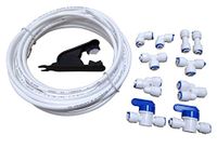 GREDIA 1/4" inch Quick Connect Water Purifiers Tube Fittings RO Water Reverse Osmosis System(Ball Valve+L+Y+I+T Type Each 2pcs)+PVC Pipe Tube Hose Cutter+5 Meters/16 Feet Tubing Pipe (White)