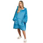 Sienna Hoodie Blanket Oversized Ultra Soft Plush Warm Sherpa Fleece Wearable Throw Blanket Cosy Giant Sweatshirt - Sea Blue