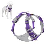 Plutus Pet No Pull Dog Harness, Release at Neck, Reflective Adjustable Dog Vest Harness, Easy Control Handle for Walking, for Small Medium Large Dogs, Purple, S