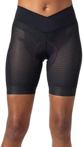 Terry Ultramesh Liner Womens Padded Bike Short Cycling Underwear, Crossover Glamazon Hi-Rise Waistband Silicone Leg Band - Black, Medium