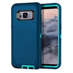 I-HONVA for Galaxy S8 Case Shockproof Dust/Drop Proof 3-Layer Full Body Protection [Without Screen Protector] Rugged Heavy Duty Durable Cover Case for Samsung Galaxy S8(SM-G950U), Turquoise