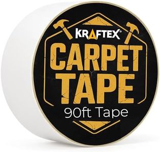 Double Sided Carpet Tape Heavy Duty for Area Rugs, Tile Floors [90ft/30 Yrd, 1.88 inch] Rug Gripper Tape with Strong Adhesive 2 Sided Stick for Concrete, Outdoors, Indoors, Laminate, Hardwood, Runners