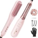 Wavytalk Pro Steam Hair Straightener Brush, 3 in 1 Straightening Brush with Steam, Brush and Straightener, Steam Features to Enhance Nourishing Styling Experiences and Expedite the Straightening, Pink