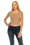 Hollywood Star Fashion Women's Brushed Knit Supersoft Crop Sweater Top (Medium, Mocha)