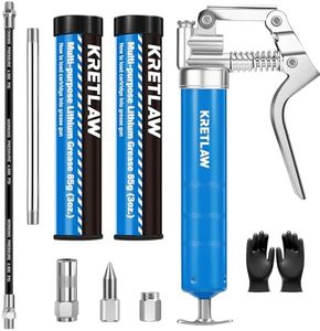 KRETLAW Mini Grease Gun (3000PSI) with Double 85G Cartridge Grease and Flexible Hose, Reinforced Coupler for Automotive,Marine
