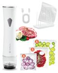 Giraffy Co. Vacuum Sealer Machine with Visible Water Tank, 30 Reusable Bags (S, M, L - 10 Each), Foldable Drying Rack, and Charging Cable – Compact & Powerful Handheld Food Sealer for Freshness
