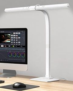 KableRika Lampada da scrivania a LED dimmerabile, 12 W, a collo di cigno regolabile, lampada da lavoro, protezione degli occhi, lampada da tavolo per ufficio, 6 modalità di colore, oscuramento