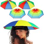 KAVIN Rainbow Hand Free Cap Umbrella for Kids and Adults for Rainy and Summer Season, Pack of 1