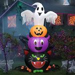 Kalolary Halloween Inflatable Decoration, 8 FT Inflatable Stacked Ghosts Pumpkins Bat Black Cat Inflatable LED Lights Halloween Decoration Party for Outdoor Indoor Garden Family Prop Yard