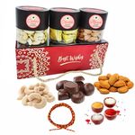 Fabbites Bhai Dooj Gift Set For Small/Younger Or Big/Elder Brother -Dry Fruit Almond, Cashew With Chocolates-Bhai Dooj Gift Hamper Tikka Set,120 Grams