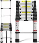 4.4M Telescoping Ladder 14.5FT Metal Telescopic Ladder with Non-Slip Feet, Collapsible Ladder Multi-Purpose Ladders 330 Lb Capacity