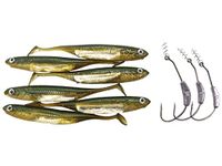 momolures Bass Lures Flashing Core Shad/Flash-J Shad Style for Pike Zander Sea fishing (4inch - KOSAN AYU & Hooks)