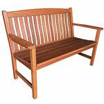 BrackenStyle Boston 2 Seat Wooden Garden Bench - 130cm Outdoor Patio Seating – Durable Hardwood Furniture Ergonomic Backrest with Arm Rests