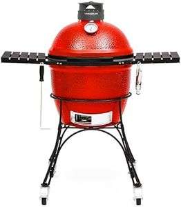 Kamado Joe KJ23RHC Classic II Smoker BBQ, Outdoor Charcoal Barbecue Grill In Red With Cast Iron Cart, Heat Deflectors And Ash Tool