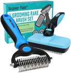 Maxpower Planet Dog Rake and Dog Hair Brush - Gently Removes Loose Undercoat, Mats and Tangled - Deshedding Grooming Tool for Dogs & Cats - Self Cleaning Slicker Brush - All Hair Types