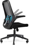 MELOKEA Ergonomic Office Chair with Flip-up Armrests and Lumbar Support, Wide Desk Chair High Back 360° silent PU Casters, Shoulders Relax 155-195cm Comfy Executive Workspace Home Gaming Chair