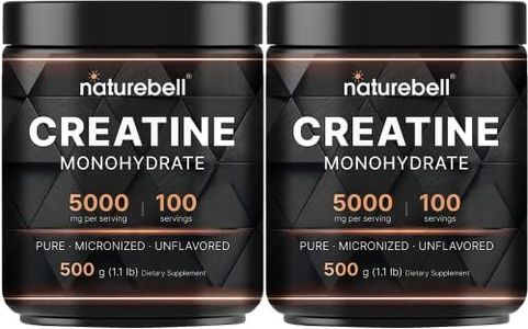 NatureBell 2 Pack Instant Creatine Monohydrate Powder 500 Grams, 5000mg Per Serving, Unflavored Micronized Creatine Powder - Pre Workout | Keto | Vegan | Dissolves Easy | Filler Free