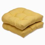 Pillow Perfect Wicker Seat Cushion with Yellow Sunbrella Fabric, Set of 2