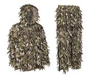 North Mountain Gear Ghillie Suit - Camo Hunting Suit - 3D Leafy Suit - Woodland Camouflage Jacket & Pants - Breathable, Woodland Green, XXXL