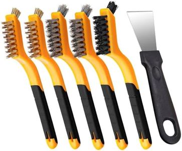 6 Pcs Wire Brush, Wire Brush Set, Brass/Nylon/ Steel Brush and Cleaning Spatula, Premium Metal Brush with Curved Handle Grip, Wire Brushes for Cleaning Rust, Cratches, Weld Slag, Paint and Stain