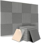 Spacesea 12 Pack Self-Adhesive Acoustic Panels, Sound Proof Foam Panels, High Density Soundproofing Wall Panels for Home (Grey)