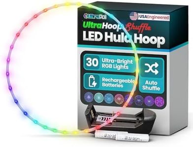 UltraPoi UltraHoop Shuffle LED Hoop – 34” OD x 3/4" HDPE – Smart Auto Color Changing LEDs w/ 100+ Light Patterns – Rechargeable, Collapsible, Beginner to Advanced Glow Flow Toys Hoola Hoops for Raves