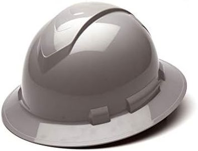Pyramex Ridgeline Full Brim Hard Hat 4 Point Ratchet Gray