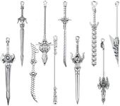 10 Pcs Antique Swords Bookmark Metal Vintage Knife Charms Silver Keychain Sword Pendants Mini Ancient Knife Accessory Gift for Book Lovers DIY Necklace Bracelet Crafting(10)