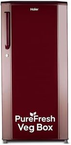 Haier 165L 1 Star Direct Cool Single Door Refrigerator | Wired Shelves | Large Veg Box | Fast Ice Making | Longer Cooling Retention | Easy Clean Back (HED-171RS-P, Red Mono)