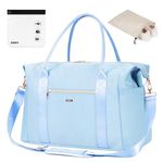 WANDF Cabin Bag 45x36x20 for Easyjet Airlines Underseat Travel Bag with TSA Approved Quart Size Bag & Shoes Bag Holdall Bag Carry on Hand Luggage Weekend Bag for Women and Men (Light Blue 32L)